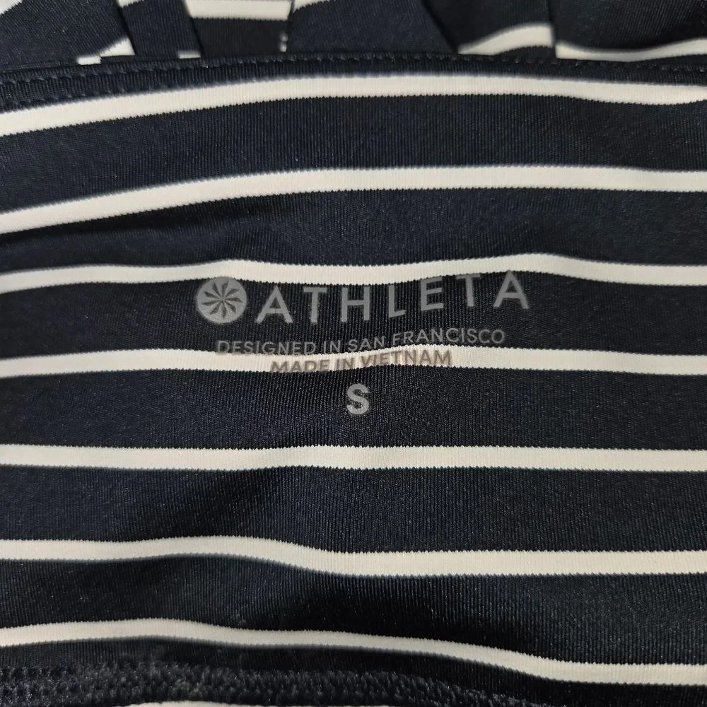 Athleta Stripe Contender 7/8 Tights, Navy & White Compression Leggings Small